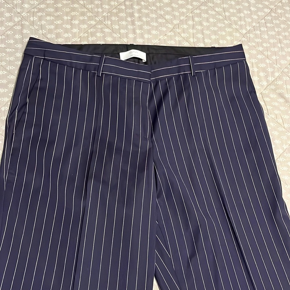 Hugo Boss Navy Pinstripe Ankle Dress Pants